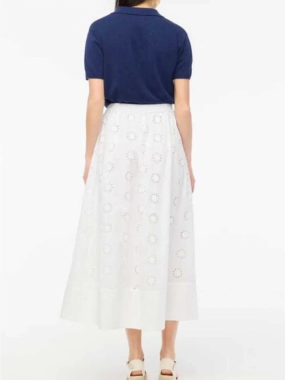 JCrew Factory Cotton Eyelet MIDI Skirt, size Small - Picture 3 of 9
